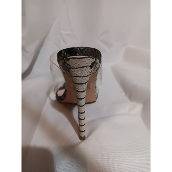 NWT Revol Miniso Snake Skin Faux Leather Stiletto Heels Clear Strap Shoes Size 7 - Picture 7 of 12